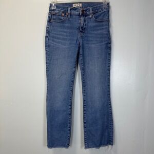 Madewell Mid-Rise Kick Out Jeans Medium Wash Raw Hem Size 26 Blue Denim